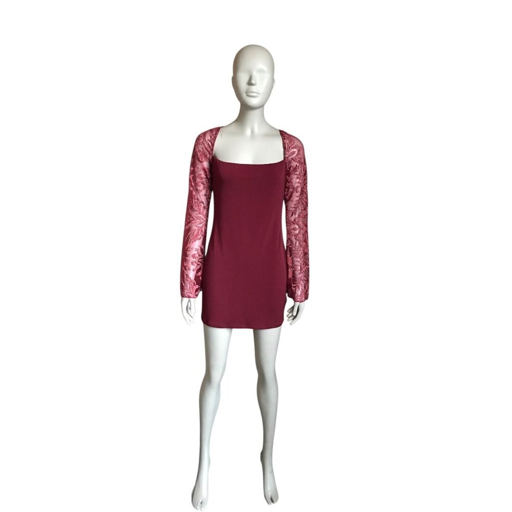 Lucy in the Sky Red and Silver Long Sleeve Mini Dress